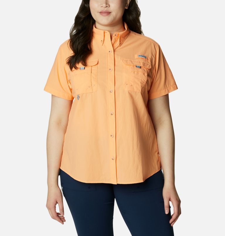 Women\'s Columbia PFG Bahama Short Sleeve Shirts Orange | Plus Size CA-C0C38